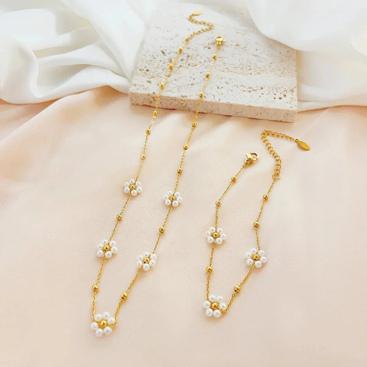 Karnz | Zarte Daisy Halskette & Armbänder
