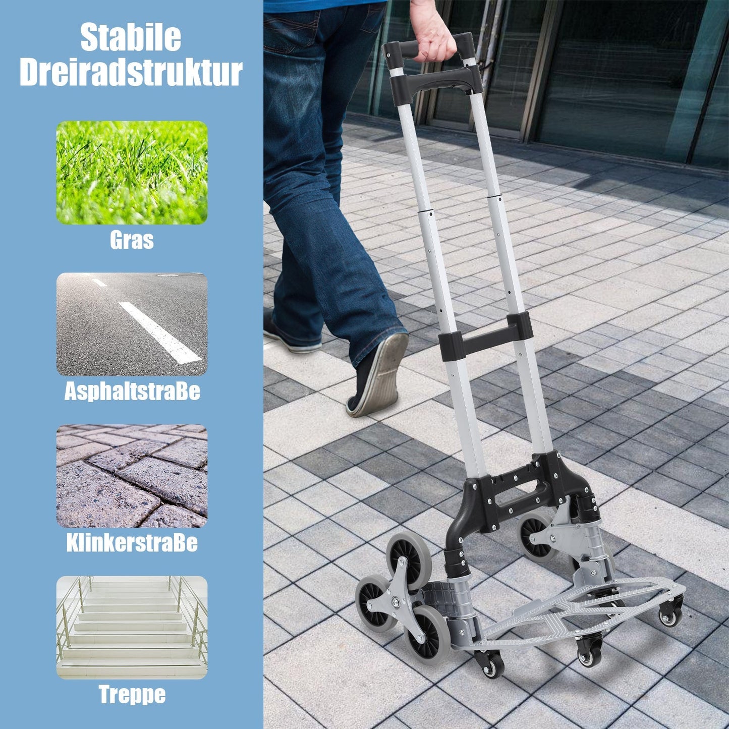 Treppensteiger Sackkarre Klappbar Treppenhandwagen bis 75kg | Karnz