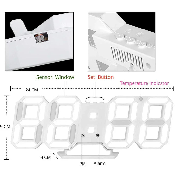 Digitale 3D-LED-Wanduhr – Modernes Design mit Dimmfunktion und optimaler Ablesbarkeit