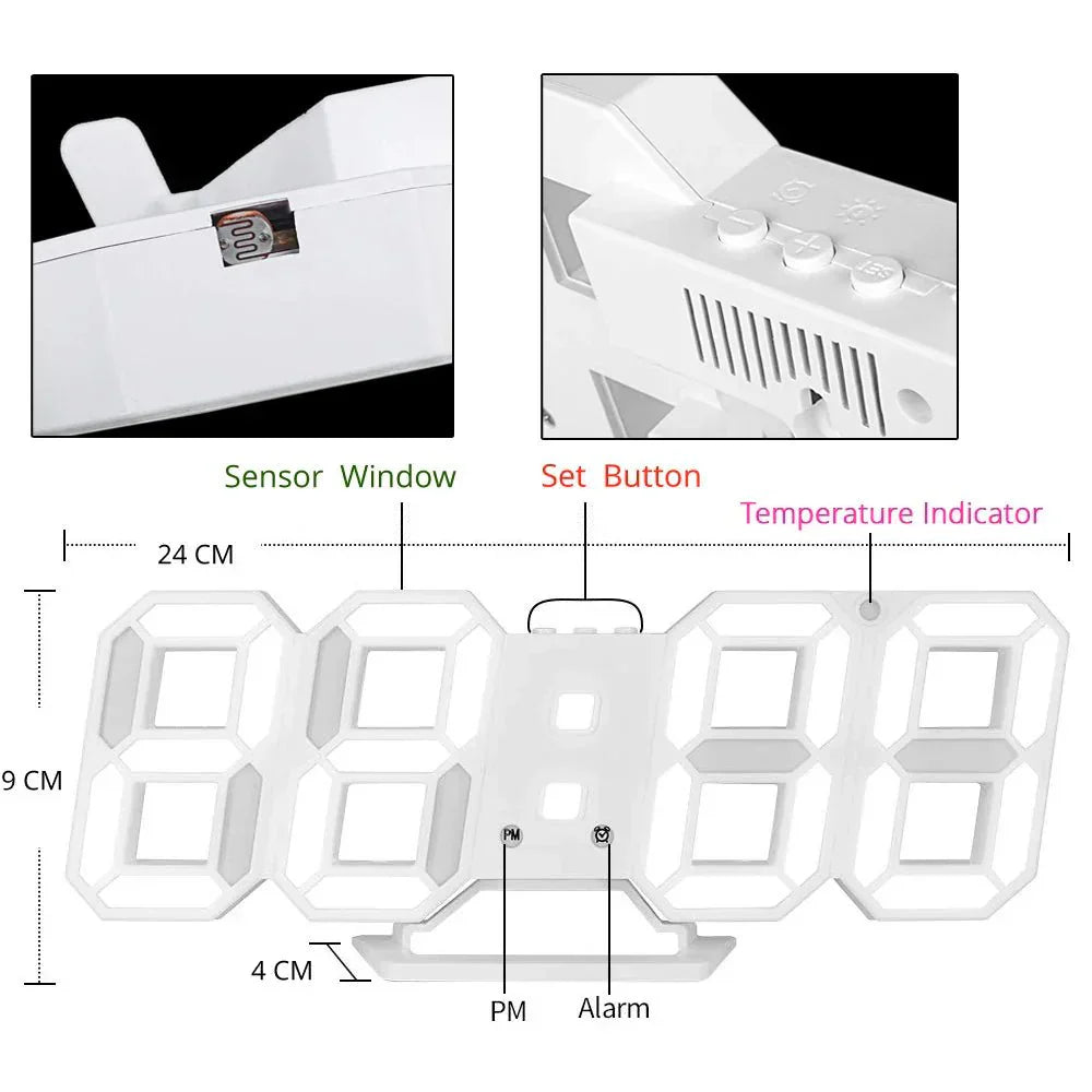 LumiSync 3D LED Wanduhr – Moderne Digitale Uhr mit Dimmbarer Beleuchtung
