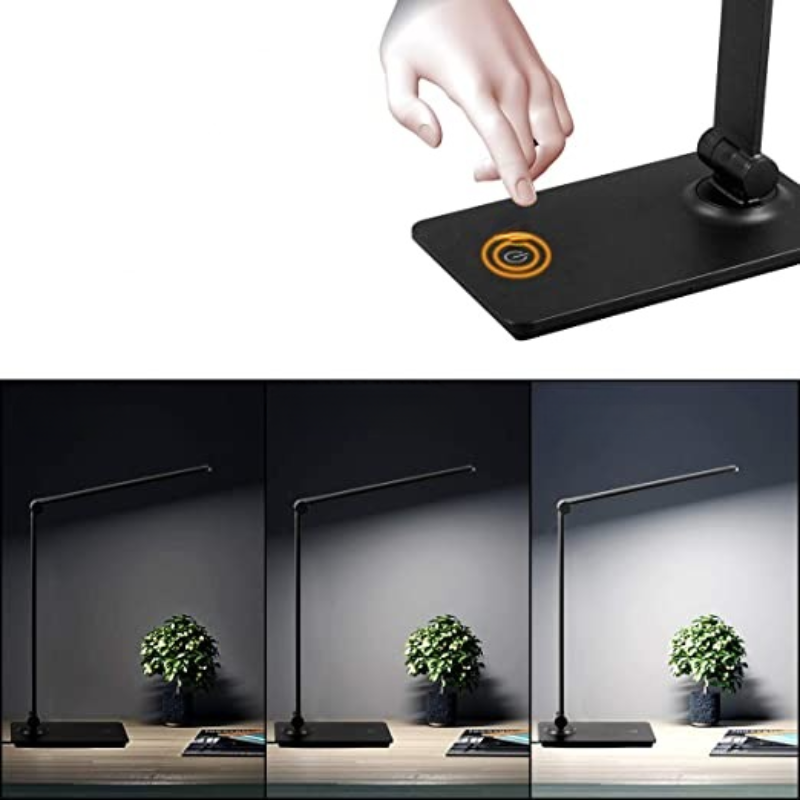 LED-Schreibtischlampe, Touch-Control-Schreibtischlampe mit 3 Helligkeitsstufen, dimmbare Bürolampe mit verstellbarem Arm, faltbare Tischlampe für Schreibtisch Schlafzimmer Nachttisch Büro