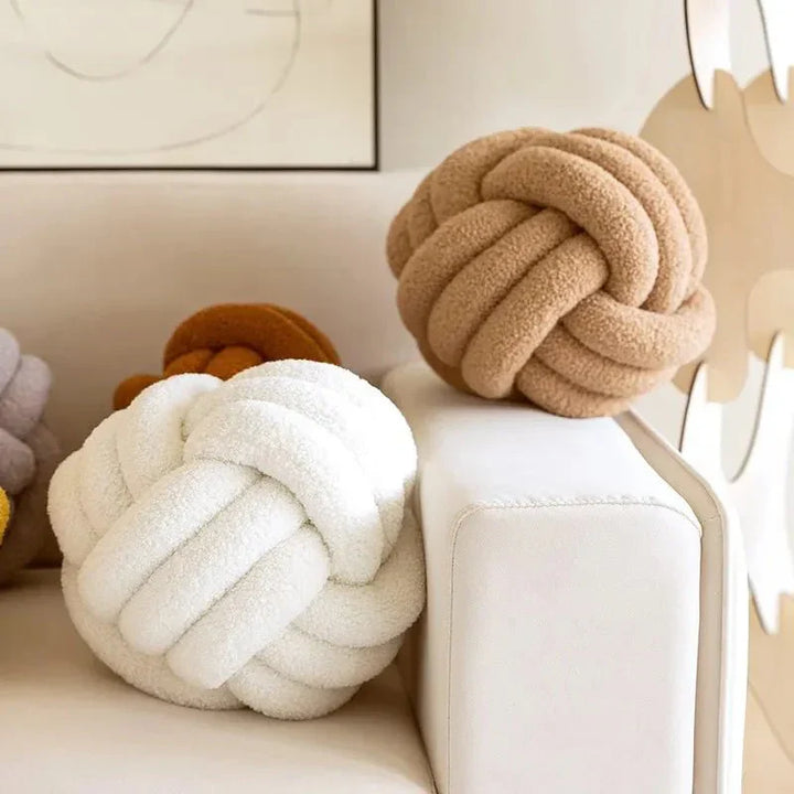 Dekorative Knotenteddyballweiche Kissen - 100% Wolle, Rund | Karnz