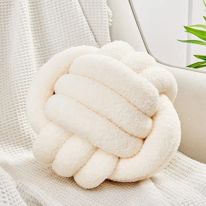 Dekorative Knotenteddyballweiche Kissen - 100% Wolle, Rund | Karnz