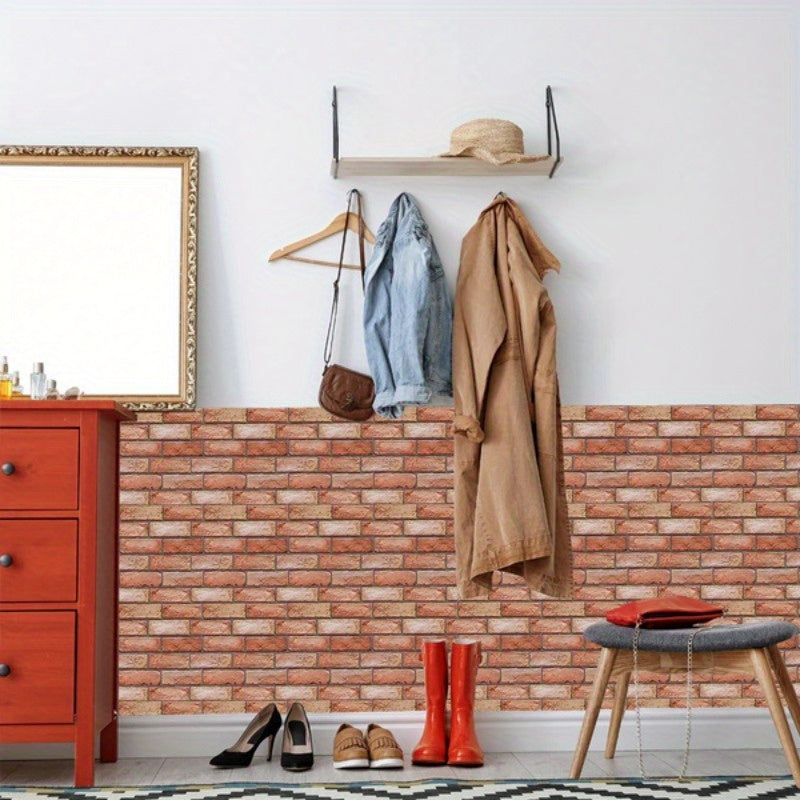 Selbstklebende 3D-Wandpaneele mit Stein- und Holztextur | Karnz