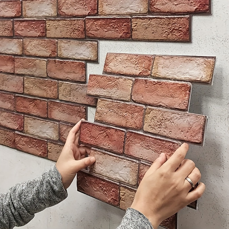 Selbstklebende 3D-Wandpaneele mit Stein- und Holztextur | Karnz