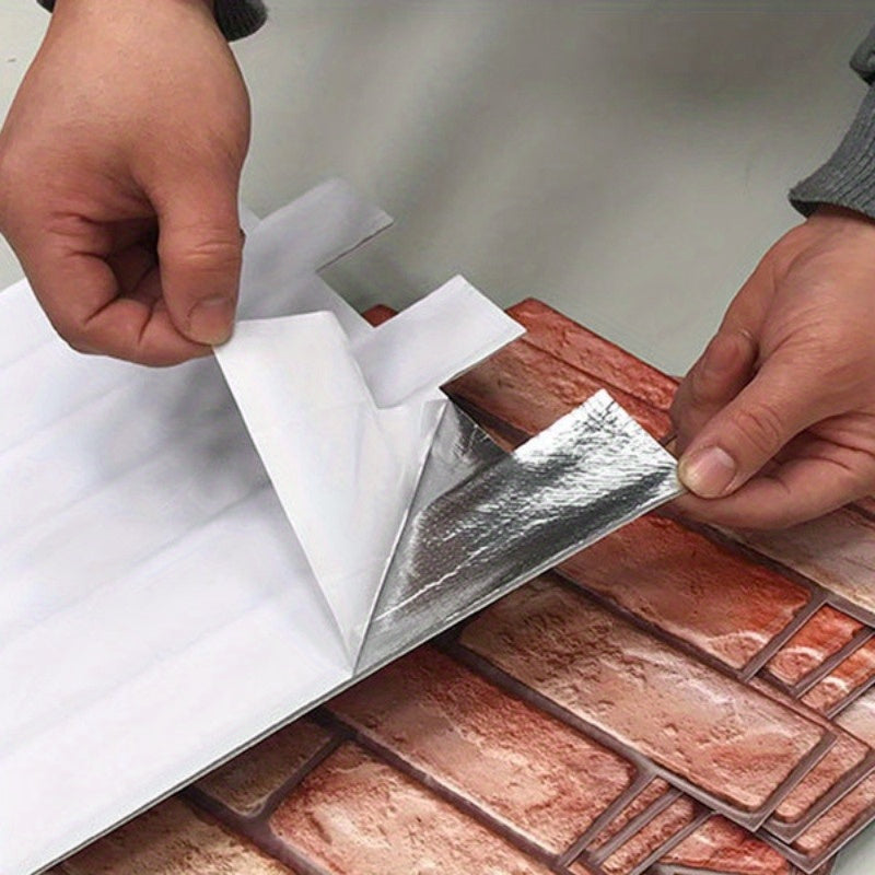 Selbstklebende 3D-Wandpaneele mit Stein- und Holztextur | Karnz