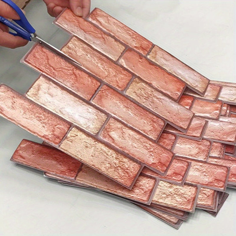 Selbstklebende 3D-Wandpaneele mit Stein- und Holztextur | Karnz