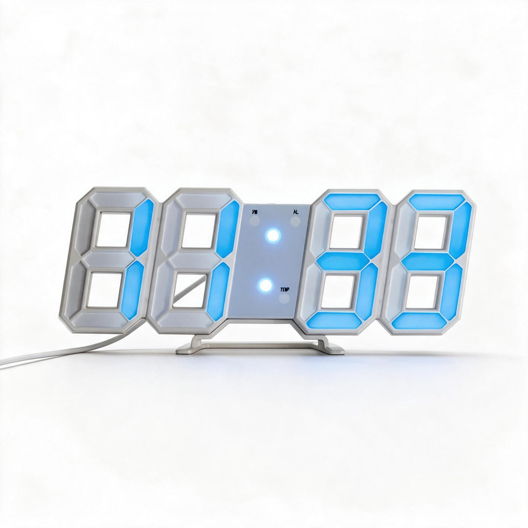 Designer-LED-3D-Wanduhr mit Digitalanzeige und intuitiver Bedienung
