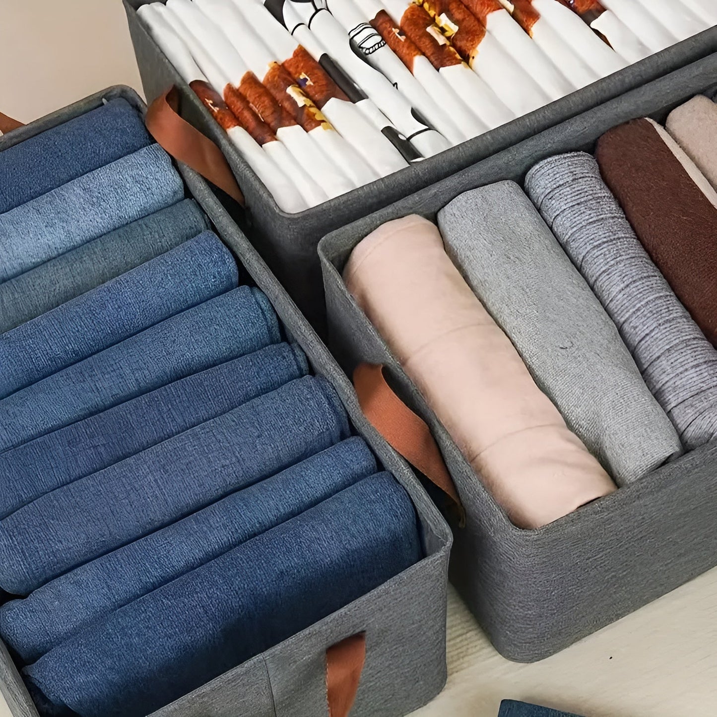 Faltbare Aufbewahrungskörbe – Praktisches 3-teiliges Set | Ideal für Kleidung, Spielzeug und mehr | Karnz