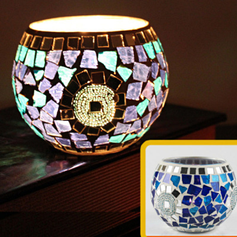 Europäischer Retro Glas Mosaik Teelichthalter