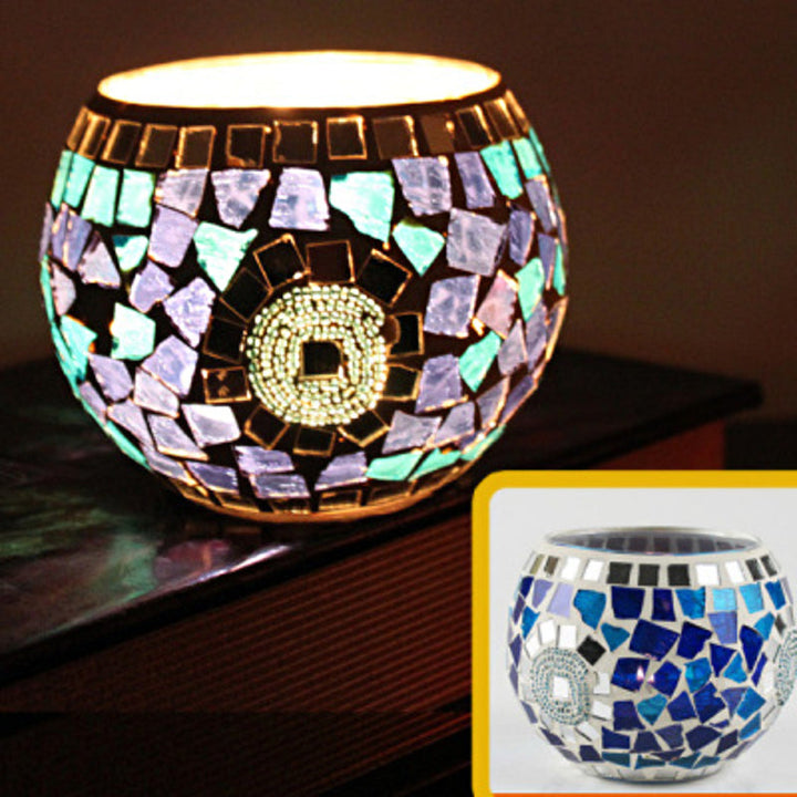 Europäischer Retro Glas Mosaik Teelichthalter