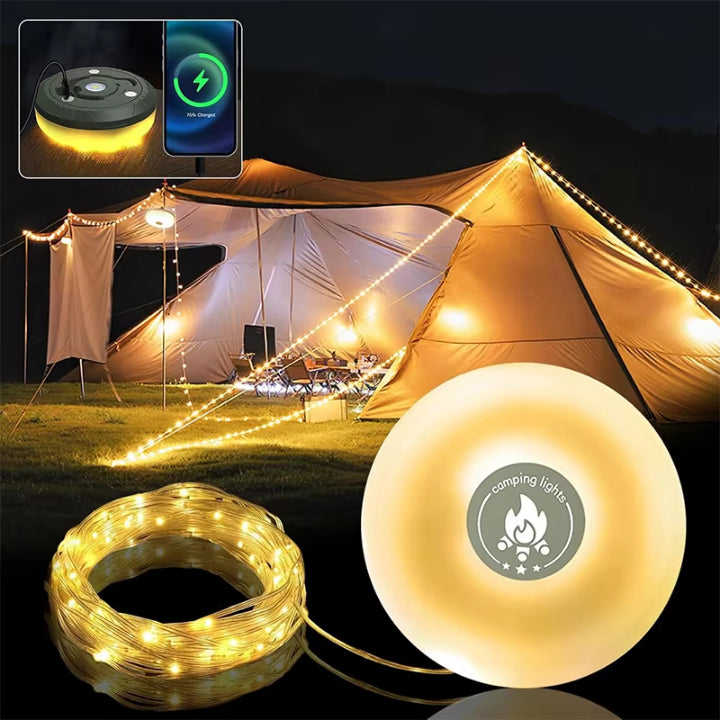 Campinglampe mit 10m RGB-Lichterkette — Deine magische Lichtquelle für unvergessliche Outdoor-Erlebnisse | Karnz