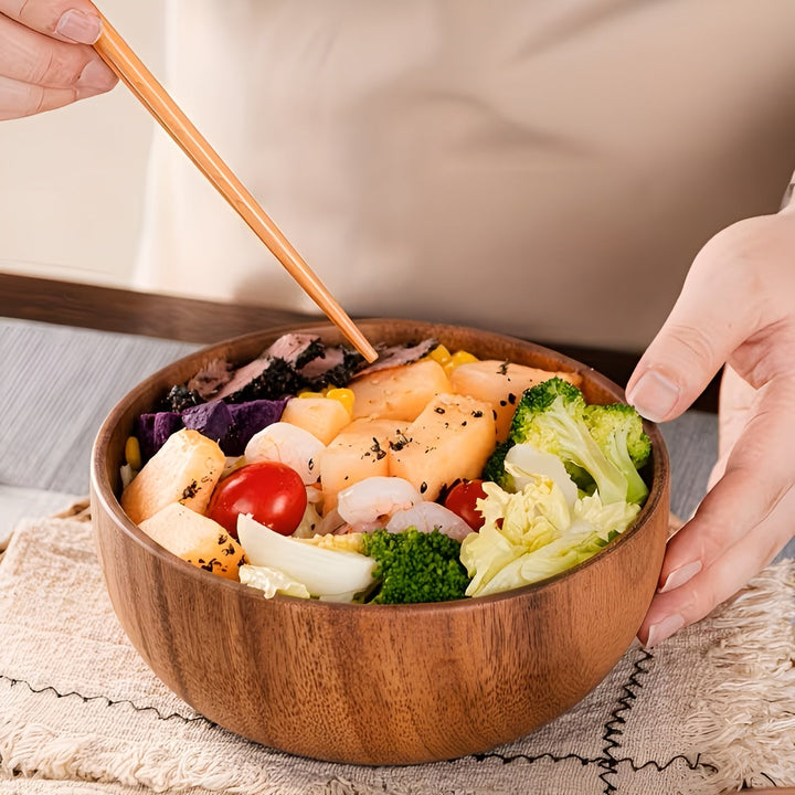 Holzservierschalen-Set (4-teilig) – Wiederverwendbar und handgefertigt | Perfekt für Salat, Suppe, Reis & Ramen | Karnz