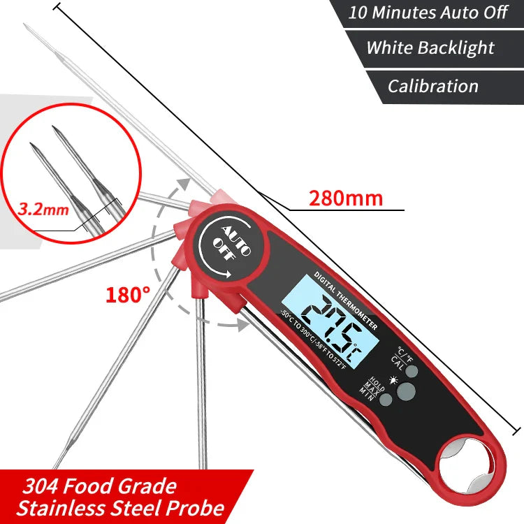 Digitales Food-Thermometer Sofortlese-Fleischthermometer mit Hintergrundbeleuchtung | Karnz