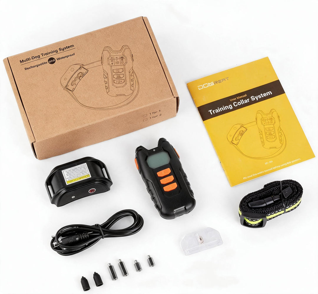 Dogreat Elektrisches Hundetrainingshalsband Schock Haustier Fernbedienung Wasserdicht Wiederaufladbar Für Alle Größen Vibration Bellen Stop Halsbänder