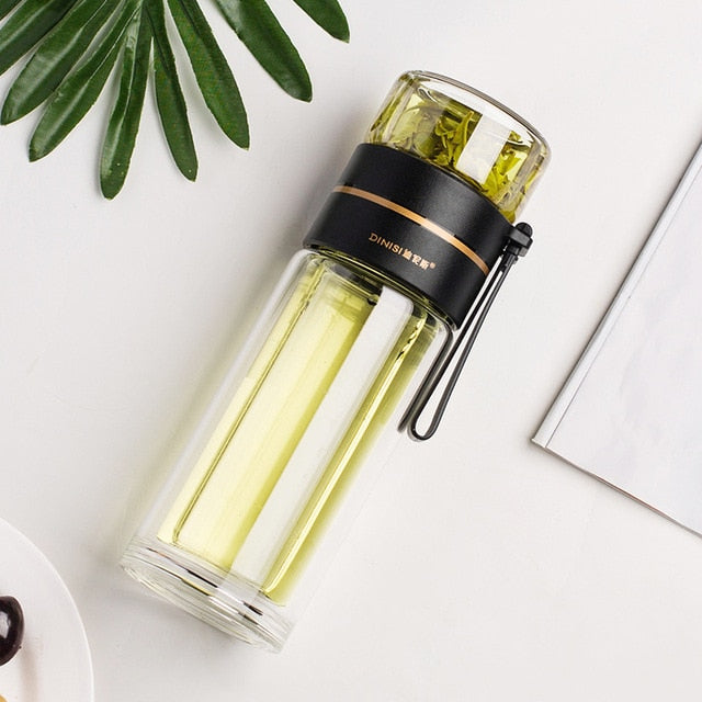 Doppelwandige Glaswasserflaschen Teefilterflasche Tee-Trennbecher | Karnz