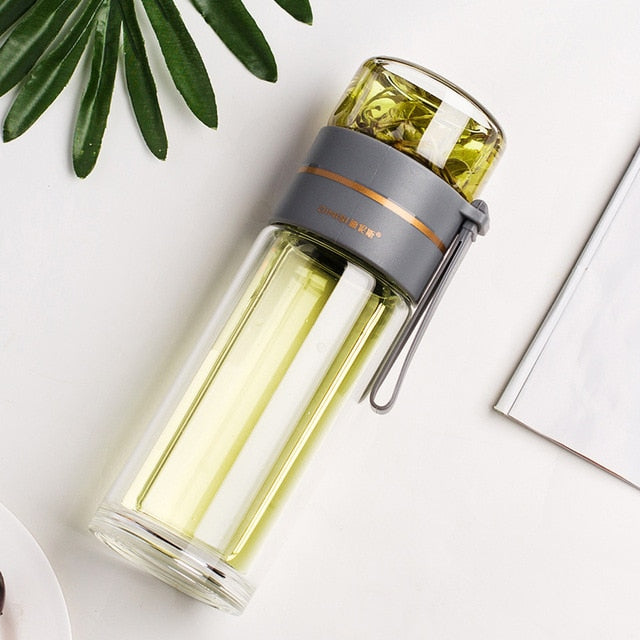 Doppelwandige Glaswasserflaschen Teefilterflasche Tee-Trennbecher | Karnz