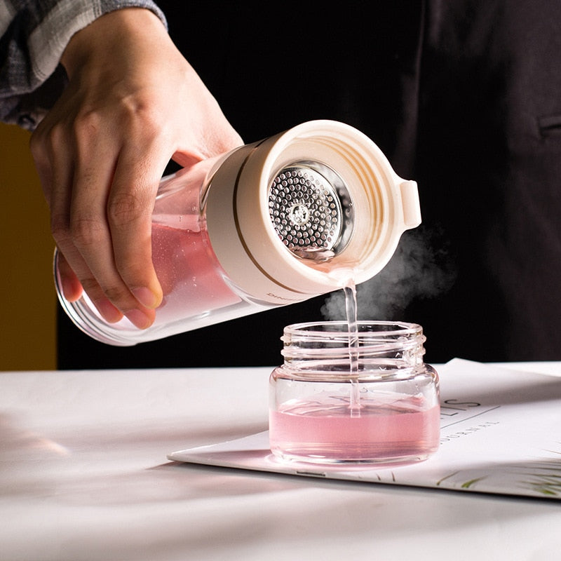 Doppelwandige Glaswasserflaschen Teefilterflasche Tee-Trennbecher | Karnz