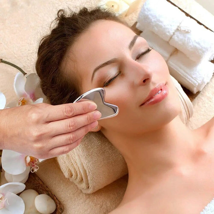 Sculpt Auf Wiedersehen Spannungen Falten entfernt Gua Sha aus Edelstahl | Karnz