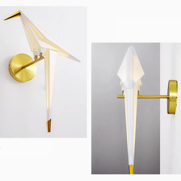 Moderne Origami Kranich Wandleuchte - Elegantes LED-Licht für Wohnräume | Karnz