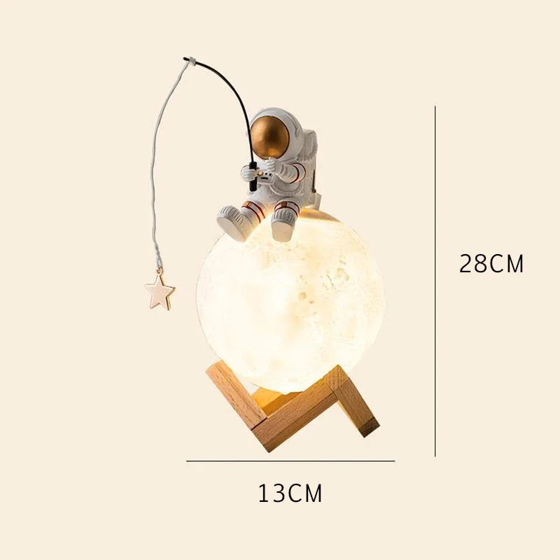 3D Astronaut Mond Lampe mit LED Nachtlicht, Dimmbare Touch-Steuerung und Dekoration für Kinderzimmer | Karnz