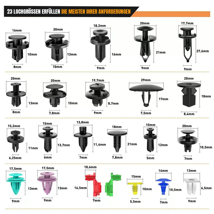 Universelles Montageset | Automobilmontageclips & Montageentferner | Karnz