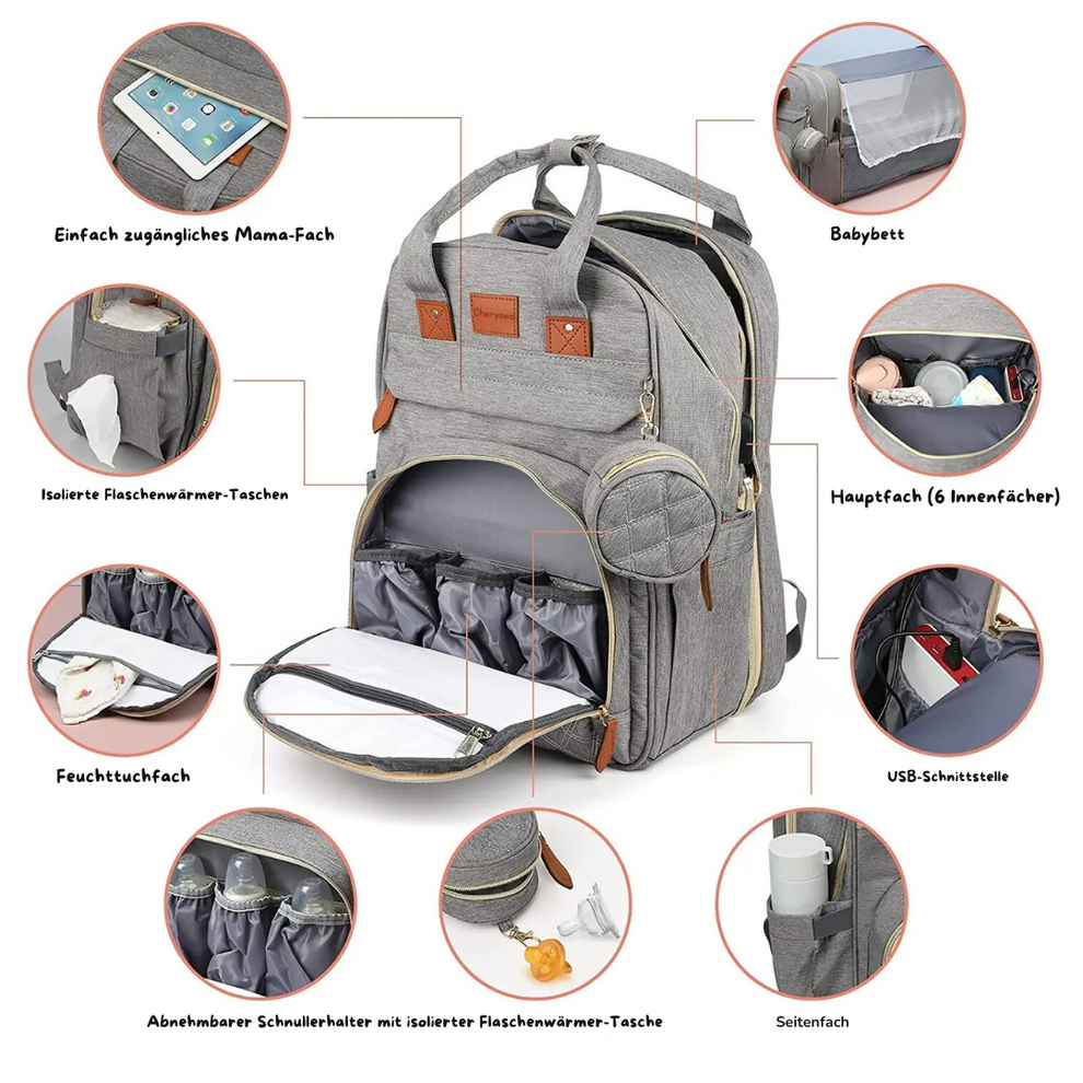 2-in-1-Baby-Wickelrucksack | Eingebautes Wickelbett | Karnz