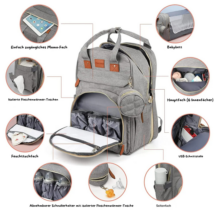 2-in-1-Baby-Wickelrucksack | Eingebautes Wickelbett | Karnz