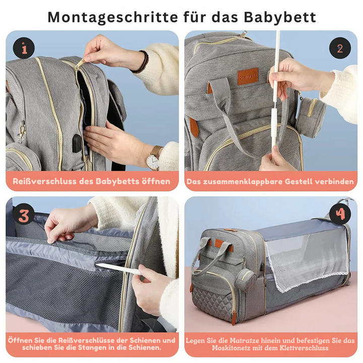 2-in-1-Baby-Wickelrucksack | Eingebautes Wickelbett | Karnz