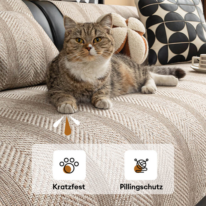 Minimalistische Fischgrät-Sofaabdeckung | Atmungsaktive, haustierfreundliche Schutz | Karnz