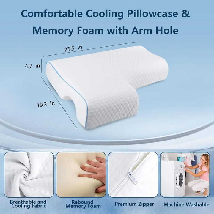 Orthopädisches Partnerkissen | Kuscheldesign mit Armtunnel | Memory-Schaum