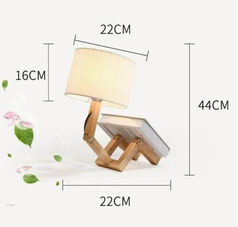 Holztischlampe mit Buchhalter - RutanFlex | Karnz
