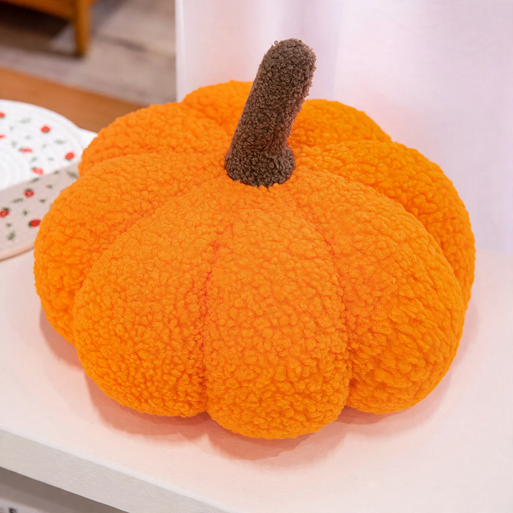 Flauschiges Kürbis-Kuschelkissen, Kurzflor