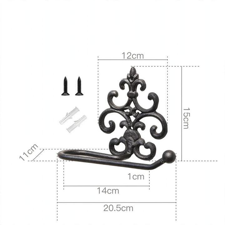Gusseisen-Handtuchring, Vintage-Stil, schwarz