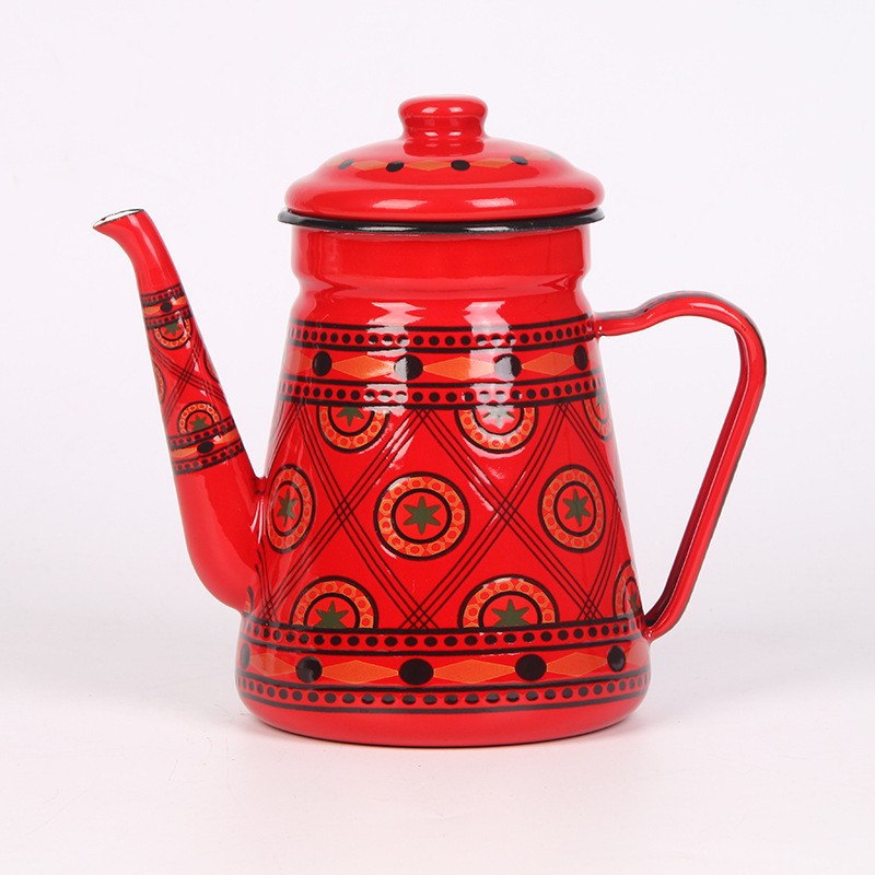 Emaillierte Kaffeekanne mit Schwanenhals, 1,2–1,5 L