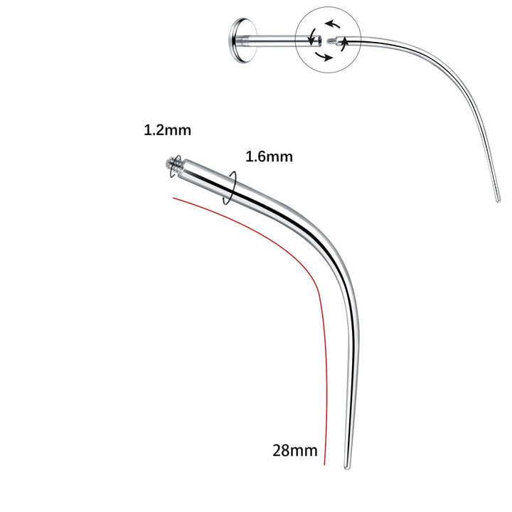 Titan-Piercingstab, flache Basis, Innengewinde