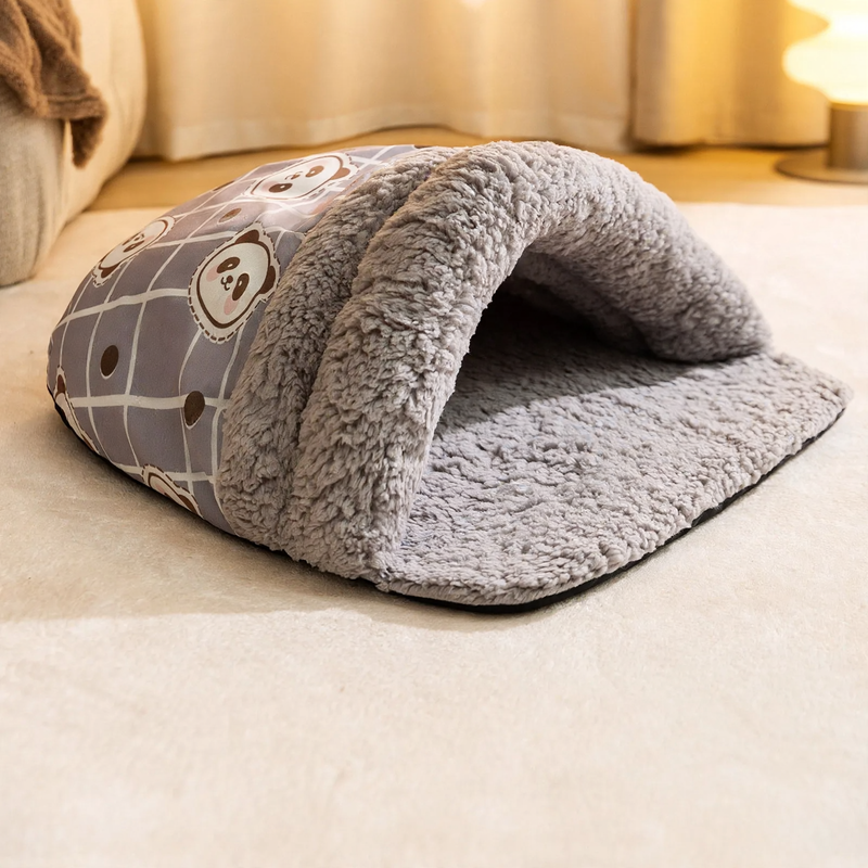 Halbgeschlossenes Haustierbett mit Kissen, Polyester