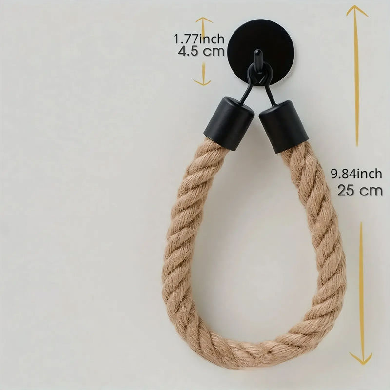 Toilettenpapierhalter mit Seil und Metallhaken