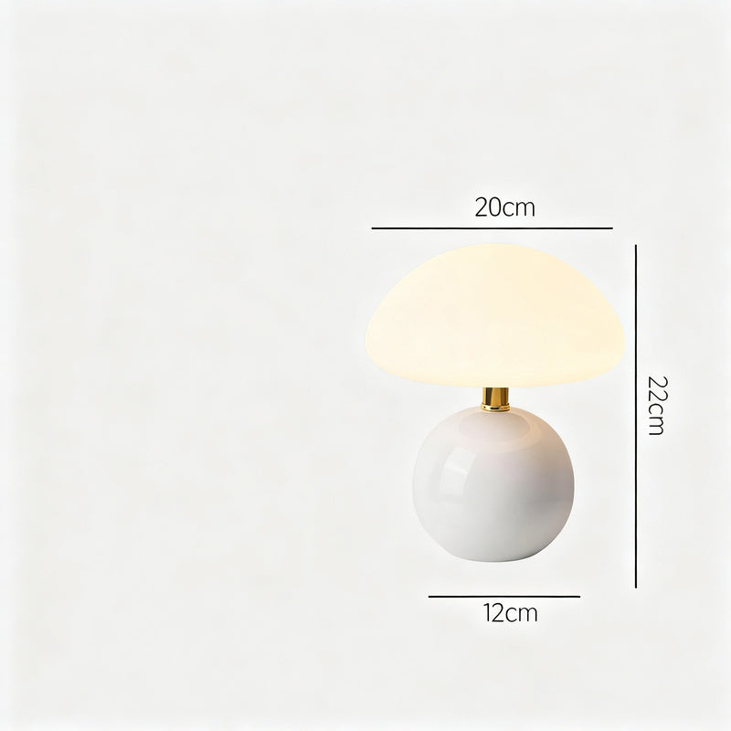 Pilztischlampe mit Keramikfuß, USB-betrieben