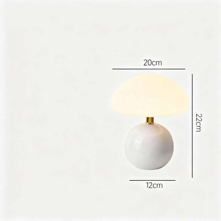 Pilztischlampe mit Keramikfuß, USB-betrieben