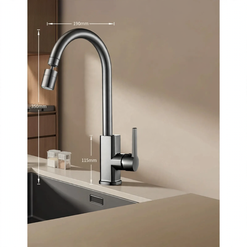 Küchenarmatur mit Spritzschutz, drehbar, Modell S-10804