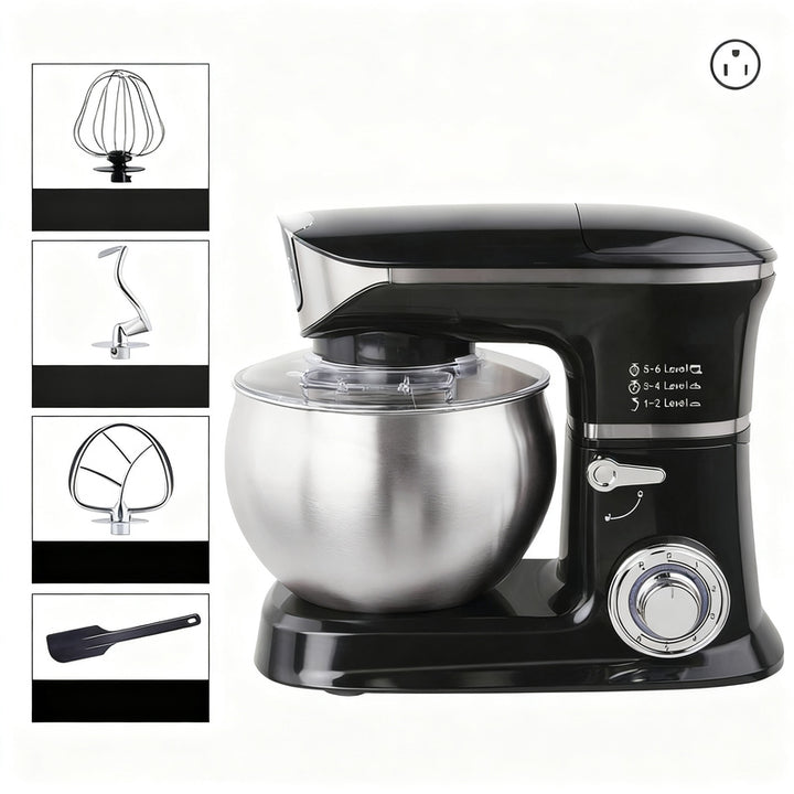 Küchenmaschine 5 L, Edelstahl, mehrere Stecker