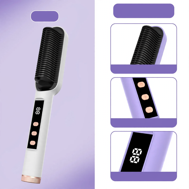 Digitale Haarglätterbürste mit Keramik, 5 Temperaturstufen