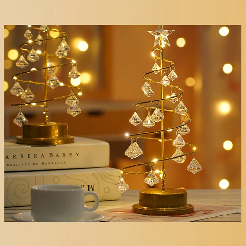 LED-Kristallbaum-Licht mit Metallsockel, USB und Batterie