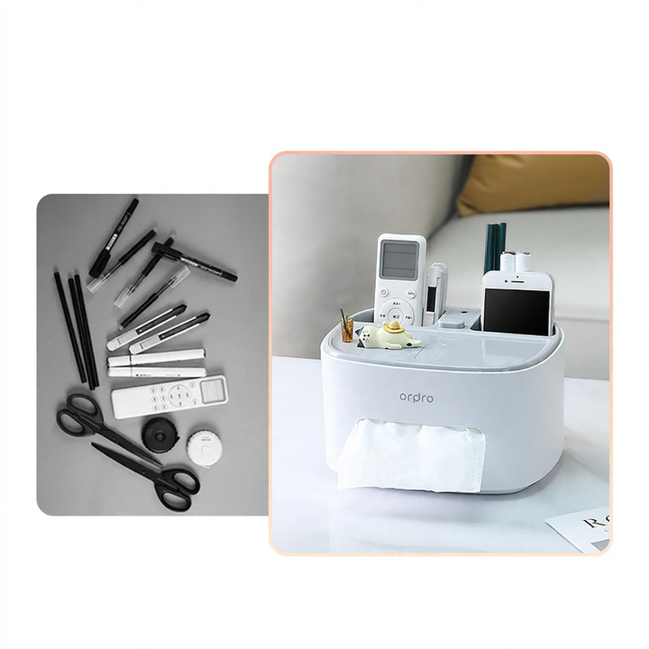 Multifunktionales Taschentuchbox-Regal mit Handyhalter