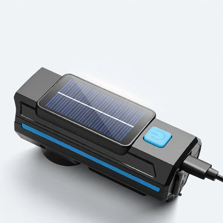 Fahrradleuchte, Solarladung, mit Hupe und Klingel