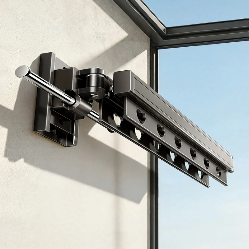 Wandmontierte Wäschestange, ausziehbar, Aluminium