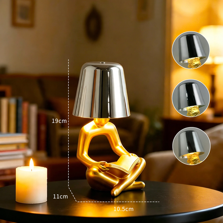 Abstrakte Leserfigur Tischlampe, mehrfarbig wählbar