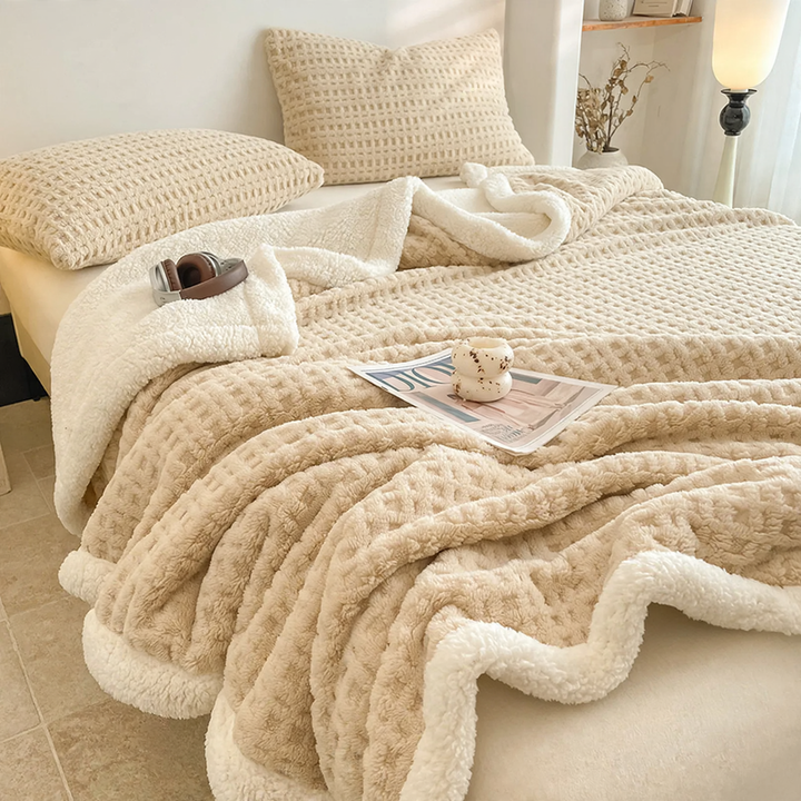 Doppellagige Waffelpique-Fleece-Decke, 1000–1500 g