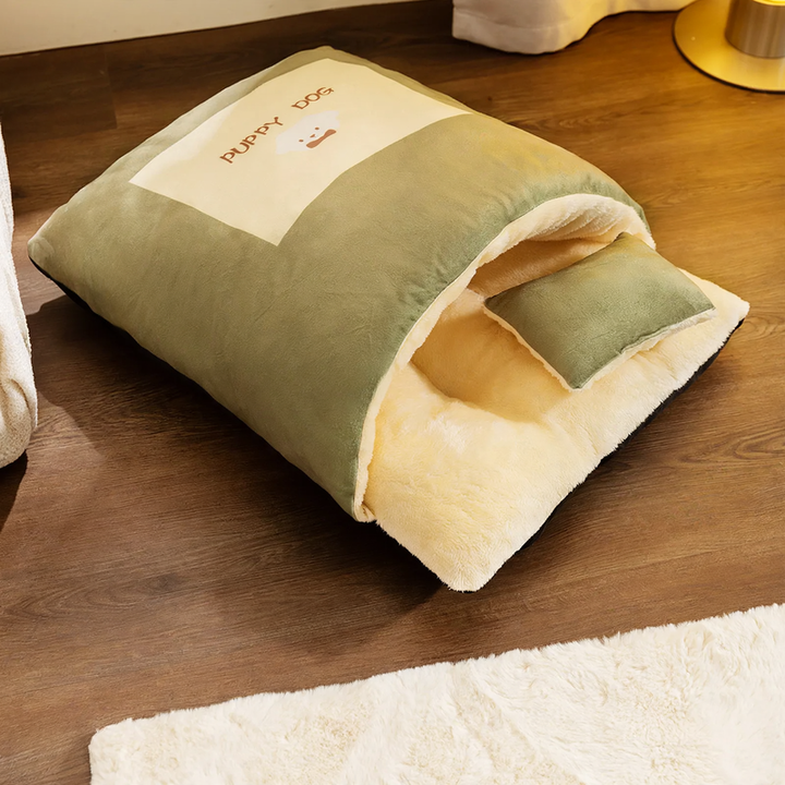 Halbgeschlossenes Haustierbett mit Kissen, Polyester
